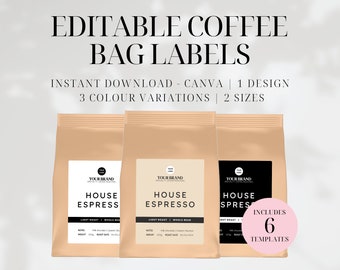 Editable Coffee Label Template: Customizable Canva Design (Digital Download)