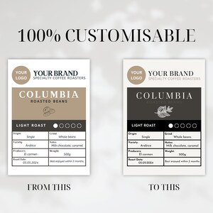 Printable Coffee Label Template • Kraft Pouch Label Template • Editable ...