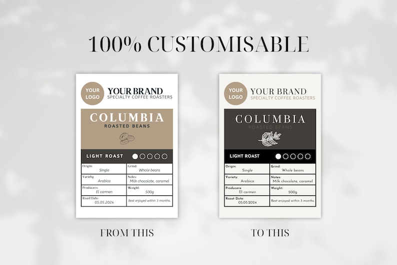 Printable Coffee Label Template • Kraft Pouch Label Template • Editable ...
