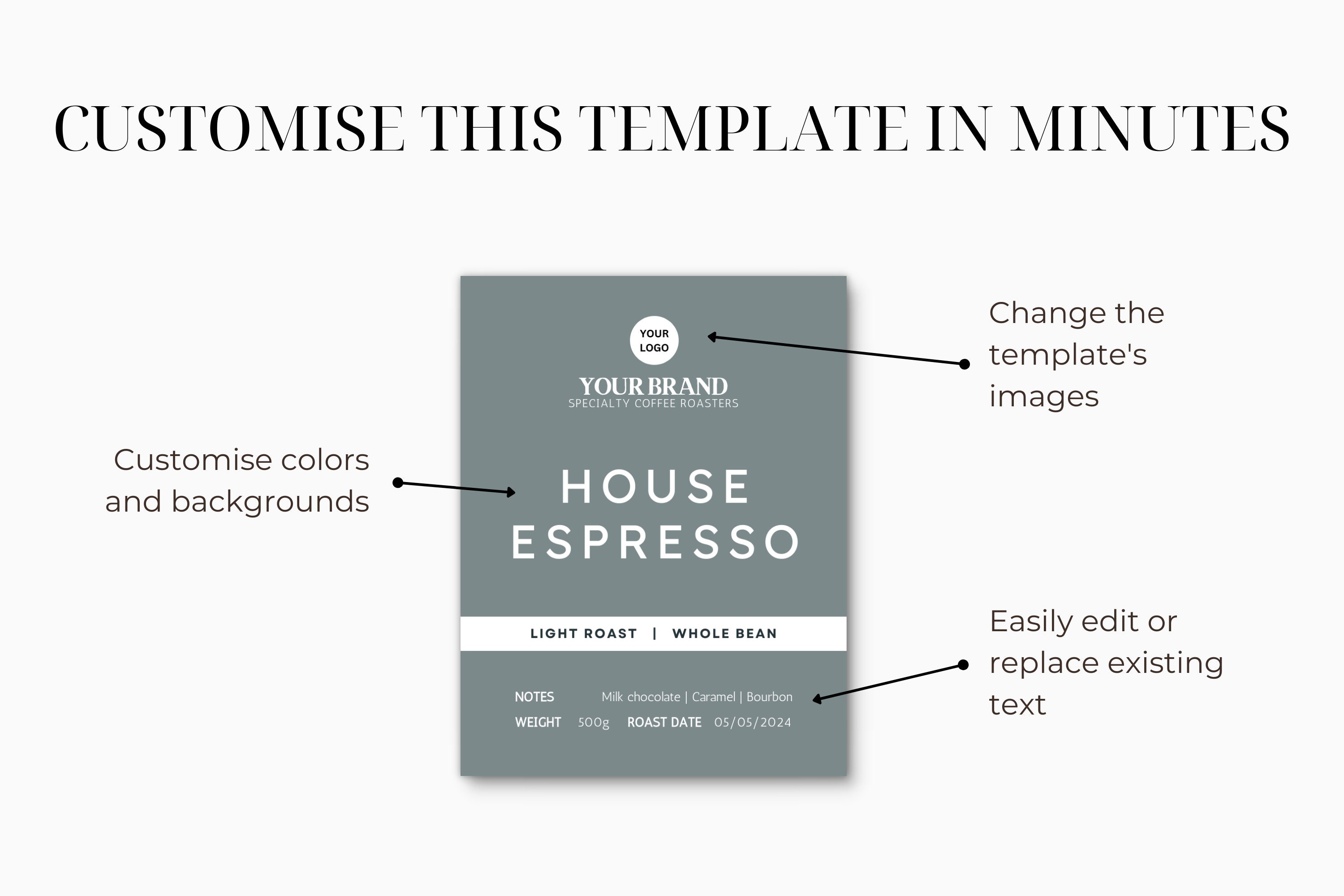 Printable Coffee Label Template Kraft Pouch Label Editable Canva ...