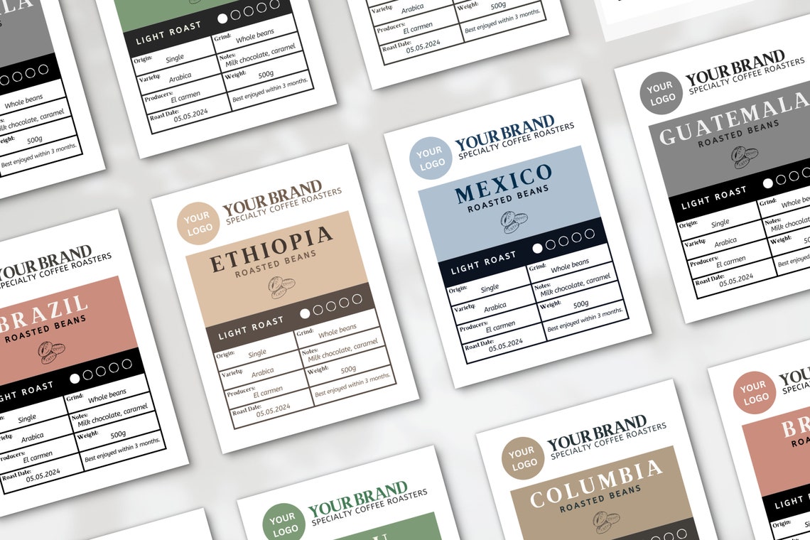 Printable Coffee Label Template • Kraft Pouch Label Template • Editable ...