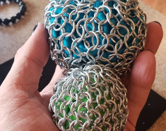 Handmade stainless steal chainmail chainmaille hacky sack juggle stress ball