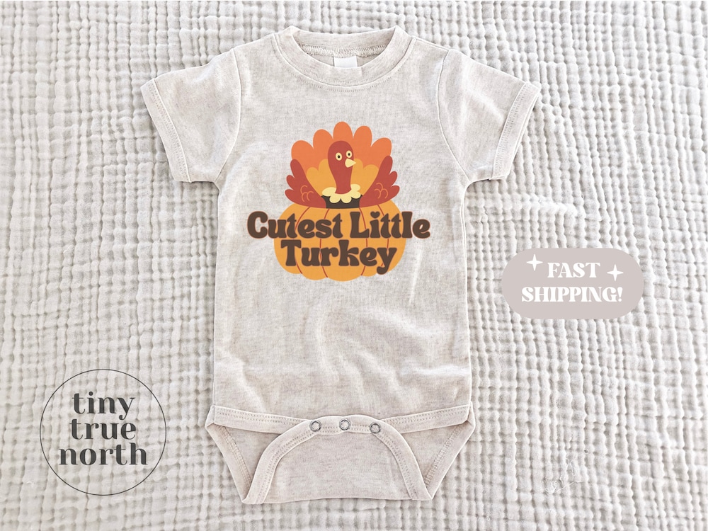 Cutest Little Turkey Shirt Kids - Thanksgiving Shirt For Toddlers - First Thanksgiving Shirt - First Thanksgiving One Piece Onlytee