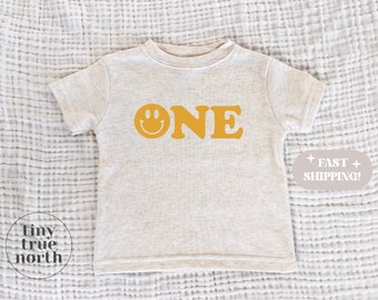 Smiley Face First Birthday Shirt - One Year Old Tee