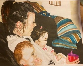 Custom Watercolor Portrait from Photo, Personalized Painting