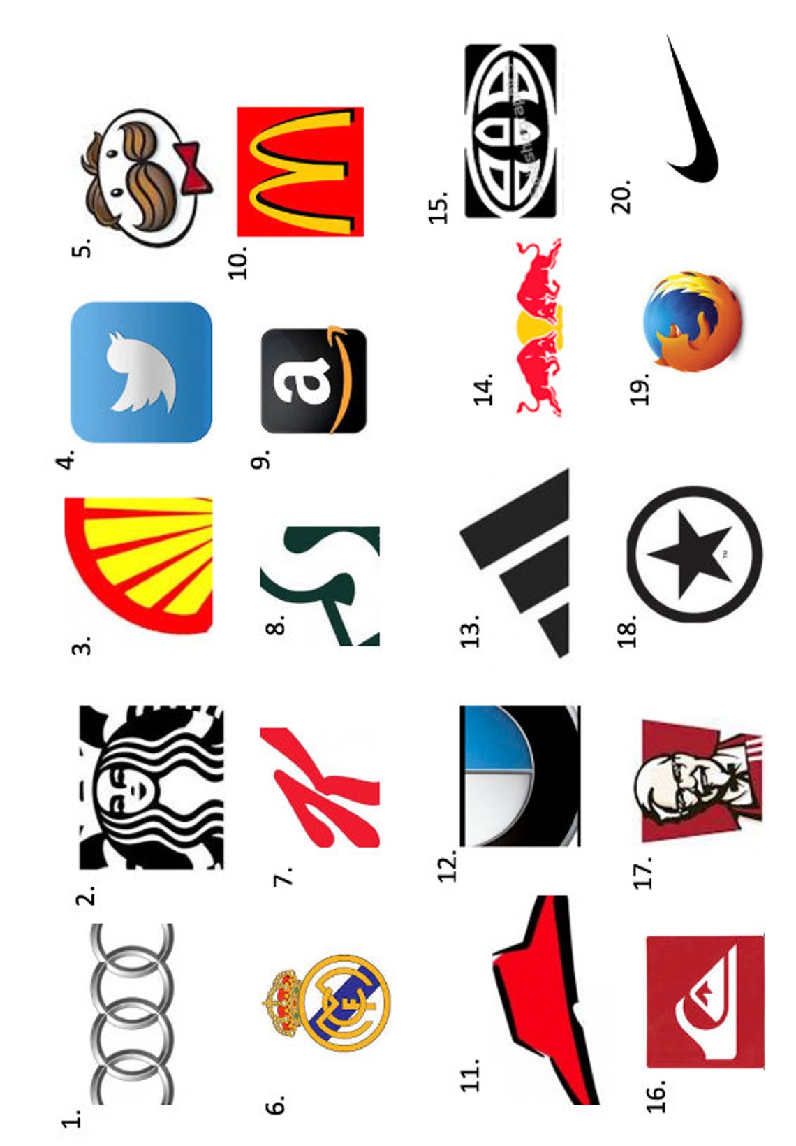 Printable Logo Quiz | Pub Quiz Picture Round | Logo Trivia Quiz ...