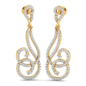 1.36ct Round Diamond Long Earrings | 14k/18k Gold (Yellow/Rose/White) | Elegant Dangle Earrings for Special Occasions