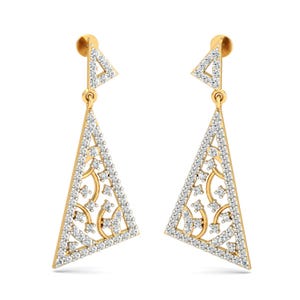Luxury Long Diamond Earrings  | 1.424ct Round Diamonds | 14k & 18k Gold  | Elegant Statement Earrings | SI GH Quality