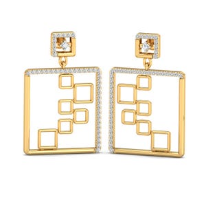 Elegant Long Diamond Earrings – 14K/18K Gold – Round Cut – SI GH Diamonds – Perfect for All Occasions