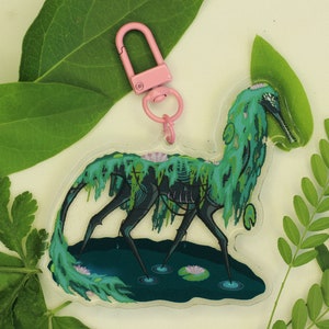 Gharial Kelpie double-side acrylic keychain| 3” glitter charm| fantasy marsh swamp cryptid| mythical fantasy creature| original artwork
