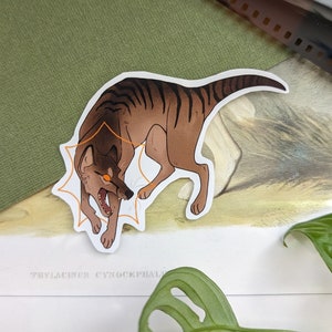 Thylacine Sticker Tasmanian Tiger Vinyl Sticker Endangered Animal Extinct holographic Sticker