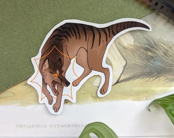 Thylacine Sticker Tasmanian Tiger Vinyl Sticker Endangered Animal Extinct holographic Sticker
