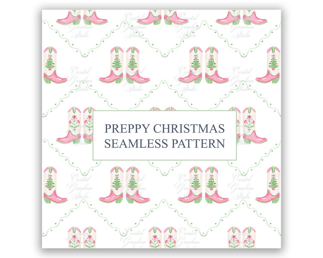 Preppy Cowboy Boot Christmas Tile Pattern (digital Download) - Etsy