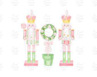 Clipart de Nurcracker de estilo chinoiserie navideño // Tarro de jengibre // Azul y blanco // Gran Navidad milenaria // PNG // Preppy