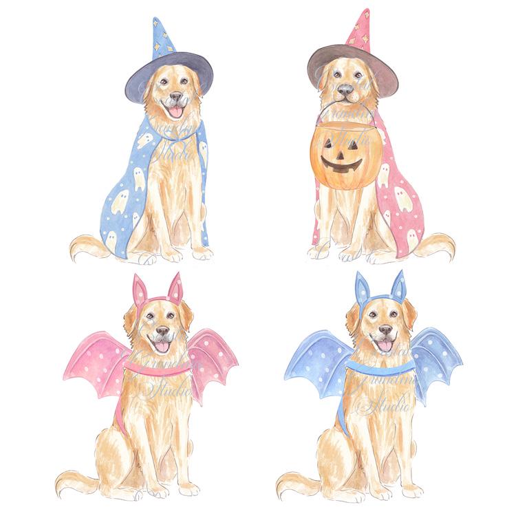 Golden Retriever Halloween PNG: Dogs With Pumpkins Clip Art (digital ...