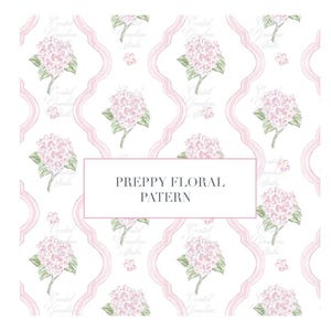 Hydrangea Floral Tile Pattern: Preppy Coquette Design (JPEG Digital Download)