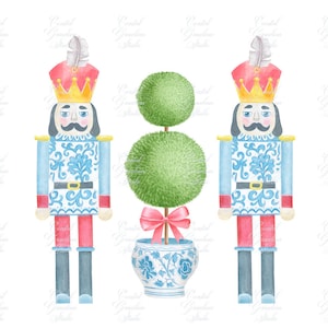 Christmas Nutcracker Watercolor Clipart: Chinoiserie Ginger Jar (Digital Download)