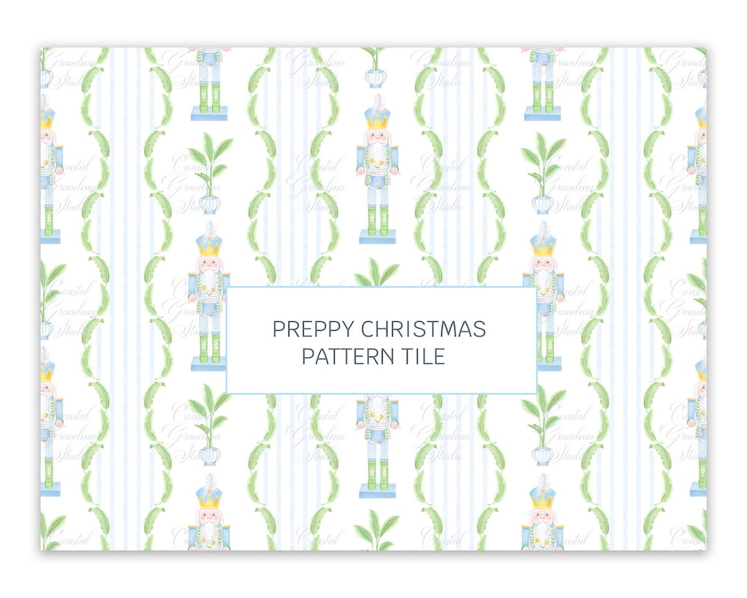 Preppy Christmas Palm Beach Nutcracker Tile Pattern // Coastal ...