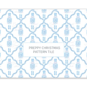 Quebra-nozes de Natal formal repetindo padrão de azulejo //Design de padrão de Natal azul e branco // Grande Natal milenar // Chinoiserie