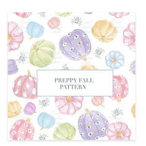 Fall Halloween Pumpkins Seamless Pattern // Pastel Pumkins // Grand millennial// PNG // Cute Spider // Preppy Clip Art