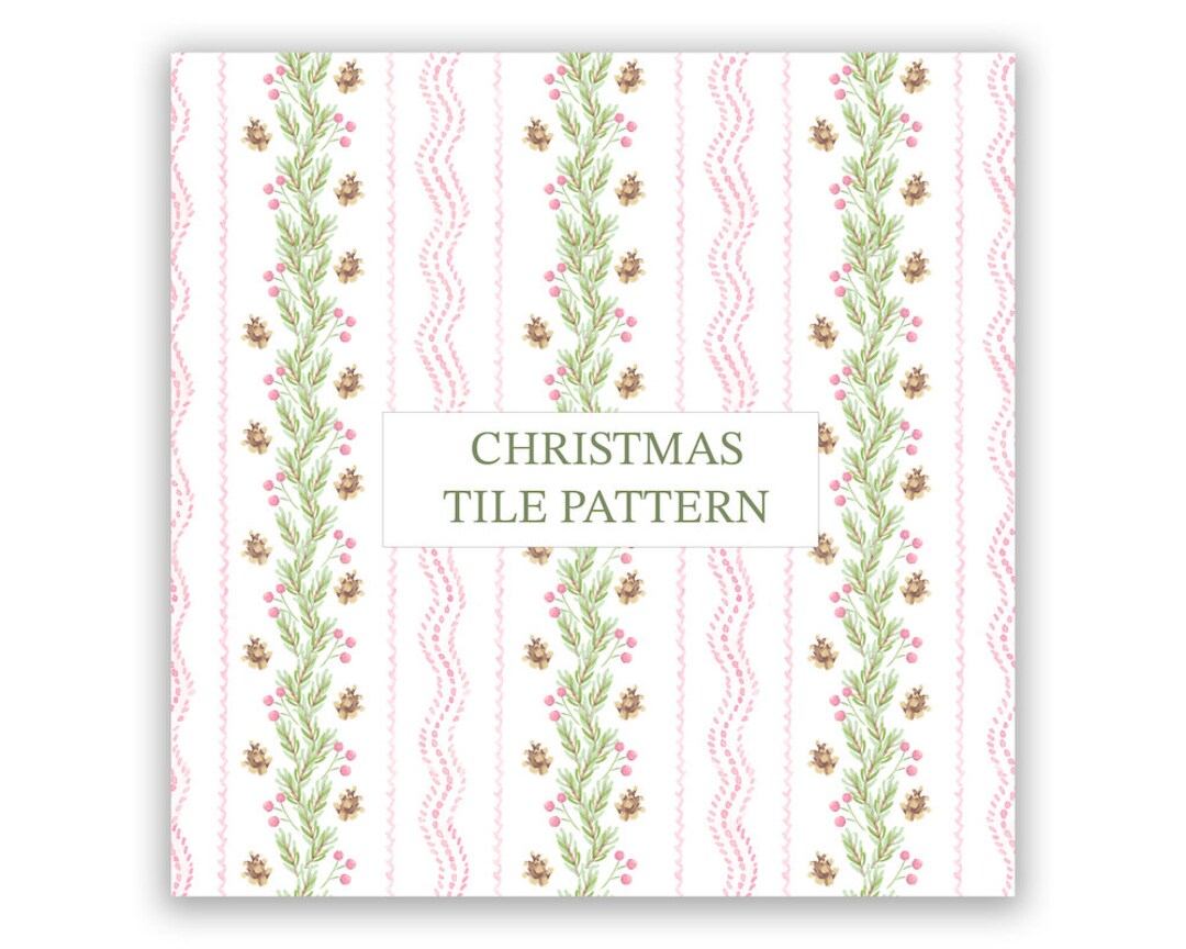 Holiday Tile Pattern Blue Christmas Bows Tile Pattern: Grandmillennial Holiday (PNG) - Etsy