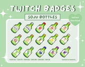 Korean Soju Bottle Twitch Badge Pack: Variety Flavors  | Twitch Emotes, Channel Points | Discord Emote (PNG/Digital Download)