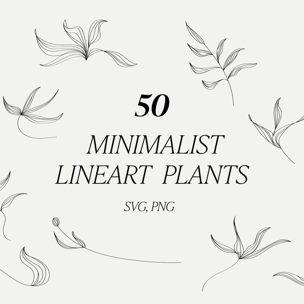 Minimalist lineart flowers | Leaves | Wedding illustration | Flowers | vectors