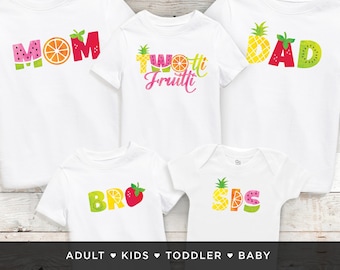 TWO-tti Fruitti Shirt, Family Matching Shirts, Toddler Fruity Birthday Shirt, Kids Twotti Fruity TShirt, Tutti Frutti, 2nd Birthday Shirts