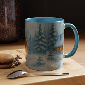 Winter Wonderland Coffee Mug, Cozy Ceramic Cup for Snowy Mornings, Holiday Gift Idea, Rustic Cabin Decor, Hot Cocoa Mug