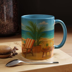Beach Vibes Coffee Mug, Relaxing Coffee Cup, Tropical Mug, Summer Gift, Beach Lover&#39;s Mug, Vacation Decor