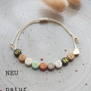 Armband Einschulung Schulkind Vorschulkind Kitakind natur