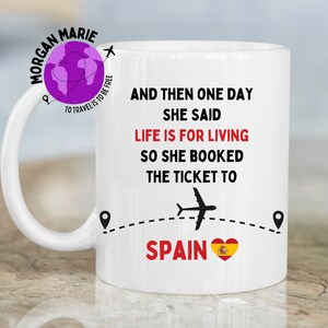 Life Is For Living, Spain Coffee Mug, Spain Cup, Spain Holiday, Spain Trip, Spain Gifts, Move to Spain, Madrid, Barcelona, Travel to Spain