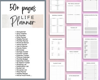 Life Planner Prompts| 50+ Prompts for Planning| Planning Journal| Canva Template| Instant Download| Glow up Your Life| No Spend| Budget Plan