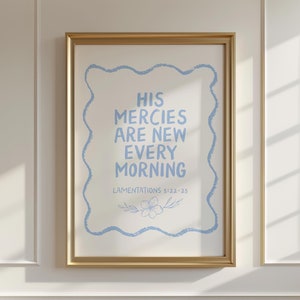 Arte cristiano moderno azul claro arte cristiano impresión adulto bautismo regalo niño cristiano vivero regalo Escritura pared arte bíblico verso obras de arte