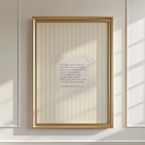 Lamentations 3 Print Minimalist Christian Wall Art Coastal Granddaughter Art Yellow Stripe Playroom Decor Bible Verse Cute Christian Artwork