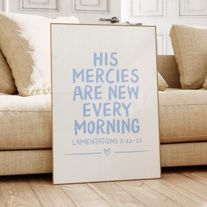 Lamentations 3 Christian Wall Art Blue Bible Verse Quote Trendy Christianity Art Boy Nursery Art Print Cute Scripture Wall Art Bible Verse