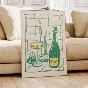 Cartel de cóctel Bar Carro Decoración Retro Cóctel Impresión Vino Pared Arte Moda Pared Arte Aperol Spritz Impresión Girly Wall Art Apartamento Decoración de la habitación