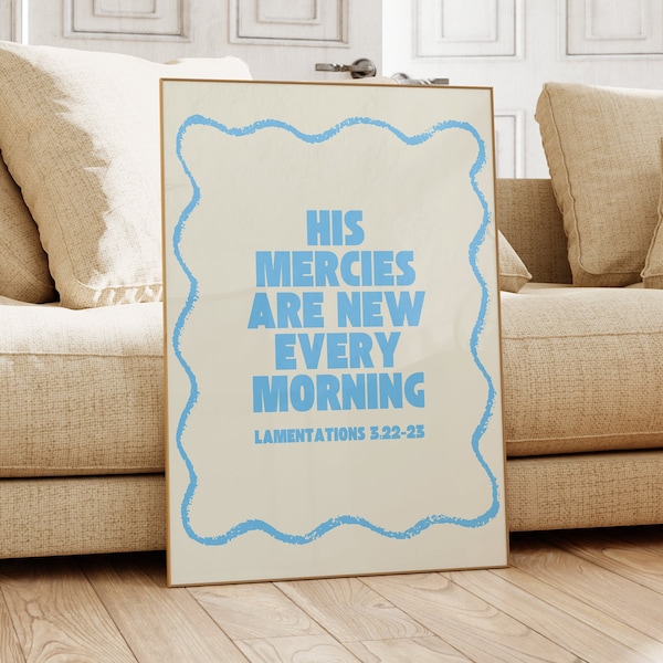 His Mercies Are New Bible Verse Art Christian Affirmation Bible Gifts Faith Gift Religious Wall Decor Christian Art Home Decor Scripture Art