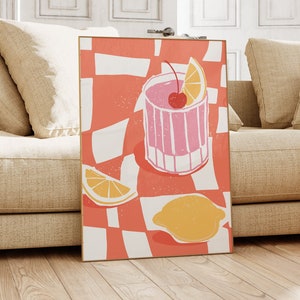 Cartel de cóctel Bar Carro Decoración Retro Cóctel Impresión Martini Arte de la pared Arte de la pared de moda Aperol Spritz Impresión Girly Wall Art Apartamento Decoración de la habitación