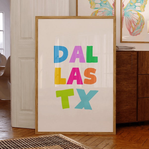 Dallas Texas Art Print Dallas Wall Art Colorful Texas Dorm Decor Dallas Texas Print Preppy Texas Poster Dallas Apartment Print Southern Art