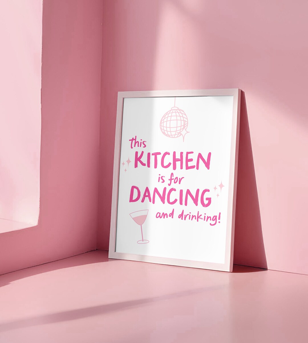 This Kitchen is for Dancing Wall Art Aesthetic Kitchen Decor Pink