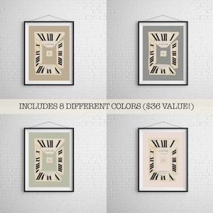 Chic Designer Uhr funky Retro Wand Kunst Druck trendy Poster ästhetisches Zimmer Dekor erdig 8 Farben Wand Kunst adretter Studentenwohnheim Zimmer Dekor Barwagen
