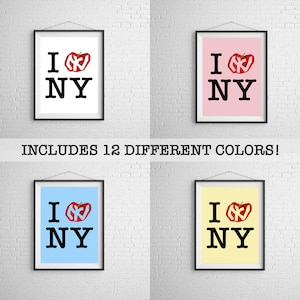 Chique I love NY funky retro muurkunst print trendy poster esthetische kamer decor roze oranje muur kunst preppy slaapzaal decor bar winkelwagen kunst boujee