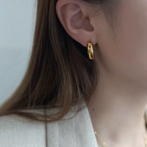 Gold Hoop Earrings| Multi Color Stones Hoop Earrings by ANNJORI| Minimalist| Vintage Gold Hoops| Statement Earrings| Mother’s Day Gift
