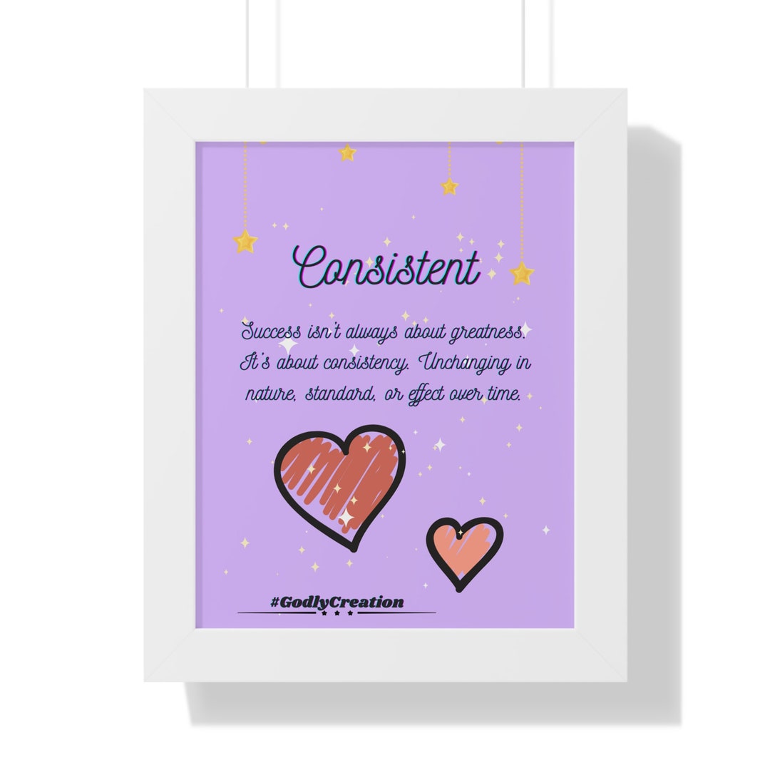 Consistent Positive Affirmations Vertical Poster, Framed Inspirational ...