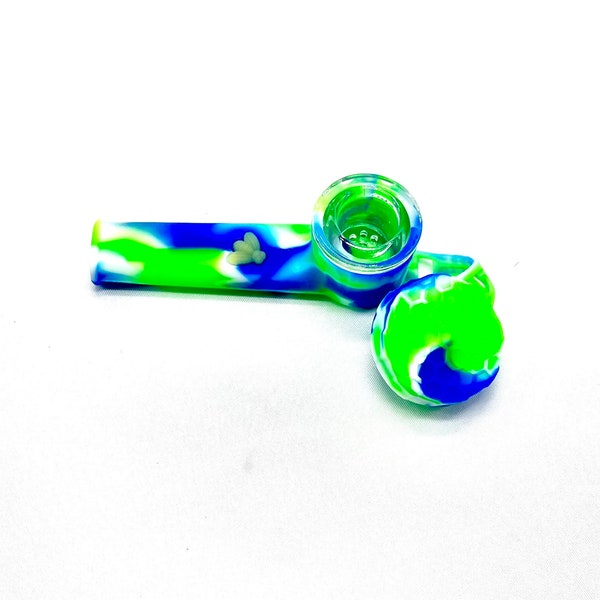 Discreet Silicone Pipe with Glass Bowl & Cap Lid