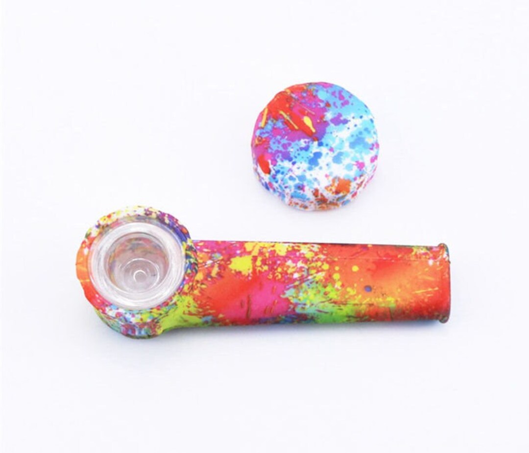 Discreet Silicone Pipe With Glass Bowl & Cap Lid Etsy