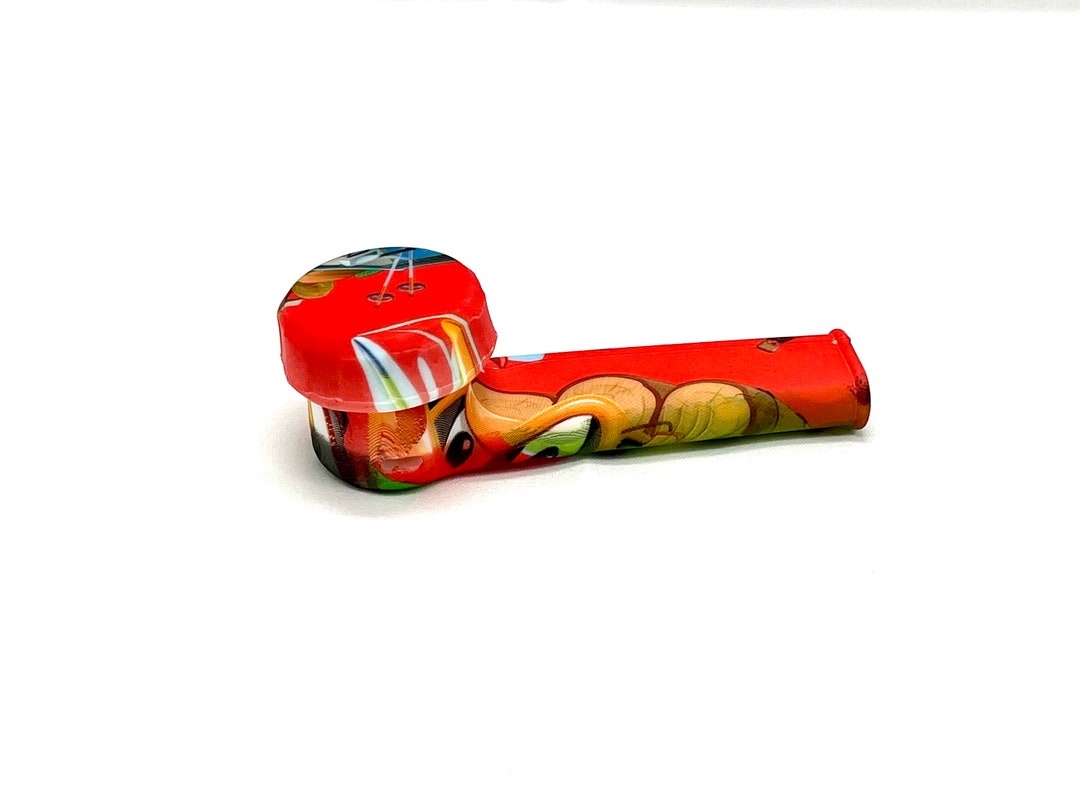 Silicone Pipe With Glass Bowl & Cap Lid Etsy