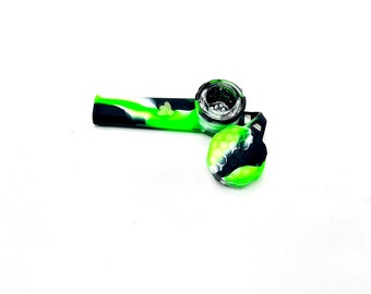Discreet Silicone Pipe with Glass Bowl & Cap Lid