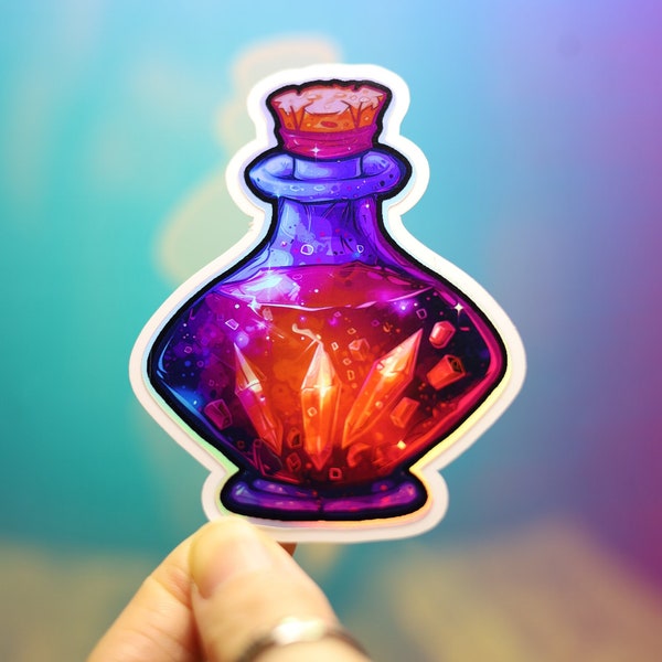 Holo Magic Healing Potion bottle Sticker Rainbow Apothecary Decal Holographic Laptop Magical Health Flask Rainbow alchemy graphic unique art